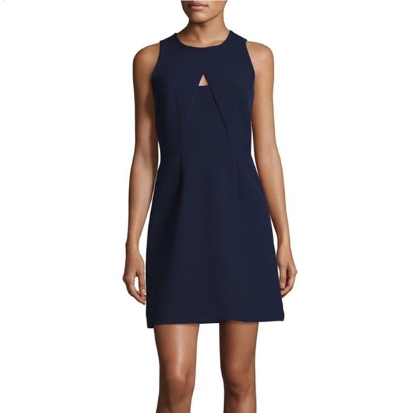 Milly Navy Blue Peephole Sleeveless Sheath Dress - Picture 6 of 11